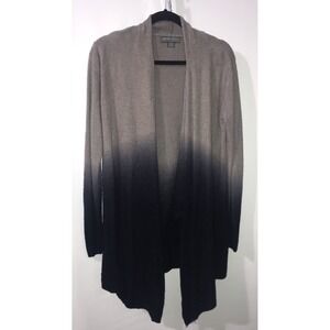 Barefoot Dreams CozyChic Lite Knit Small Medium Ombre‎ Cardigan Fuzzy Black Tan